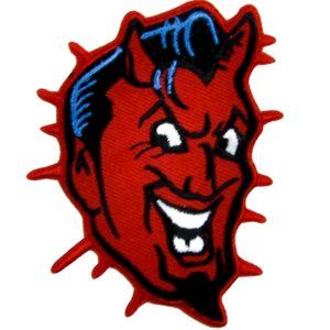 Red Lucky Devil Patch Iron on Applique Psychobilly
